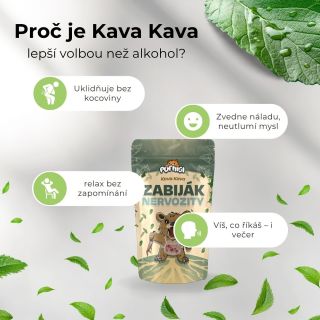 Alkohol ti sice na chvíli dá dobrý pocit, ale ráno tě čeká kocovina, únava a výčitky. Kava kava? 🌿 Uvolní tě, zklidní mysl...